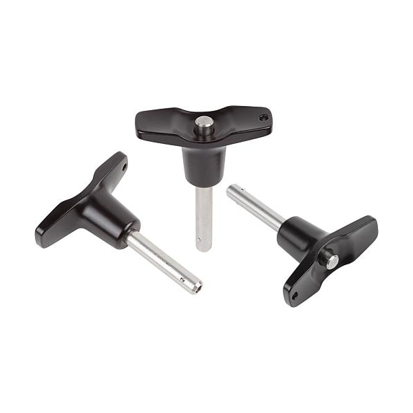 Ball Lock Pins with T-grip, self-locking, precipitation hardened